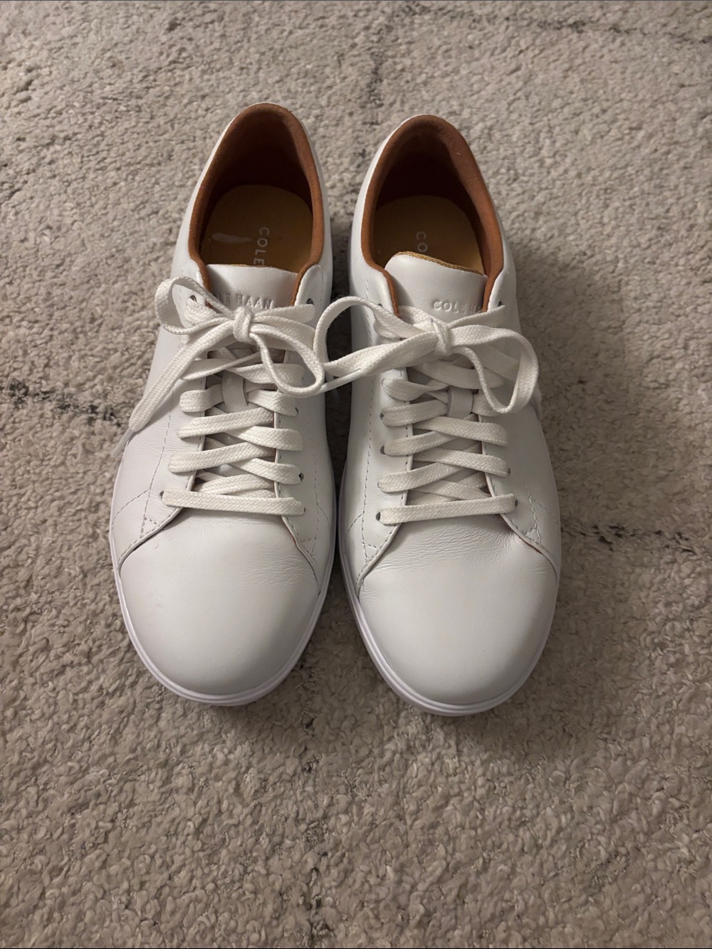 Cole Haan White grand crosscourt Leather Sneakers with Tan Interior Trim